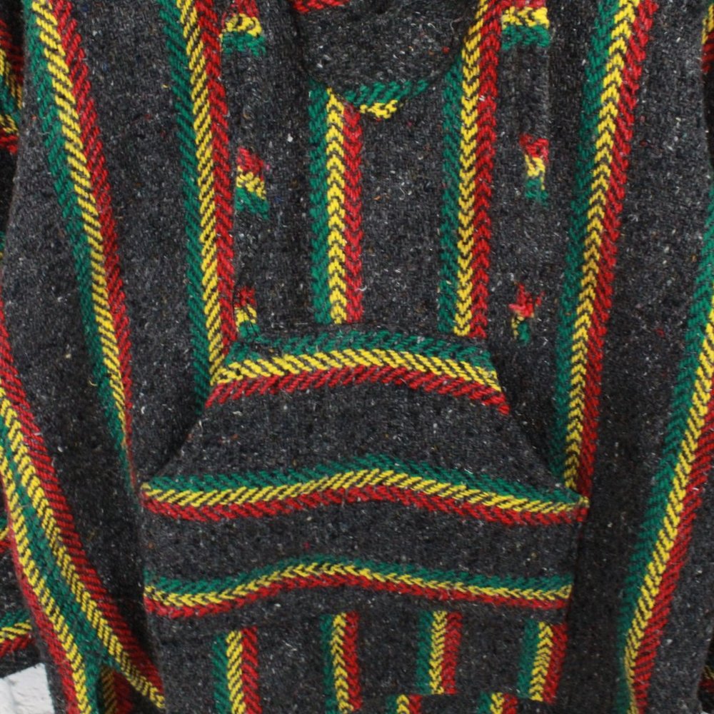 Yarina Baja Bohemian Hippie Style Drug Rug Pullover Hooded Sweater Size S - Picture 7 of 8